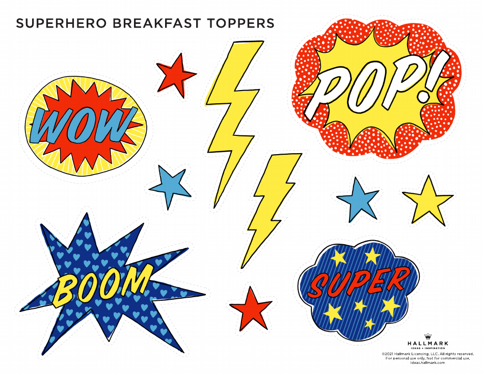 Superhero Breakfast Topper Templates, Page 1