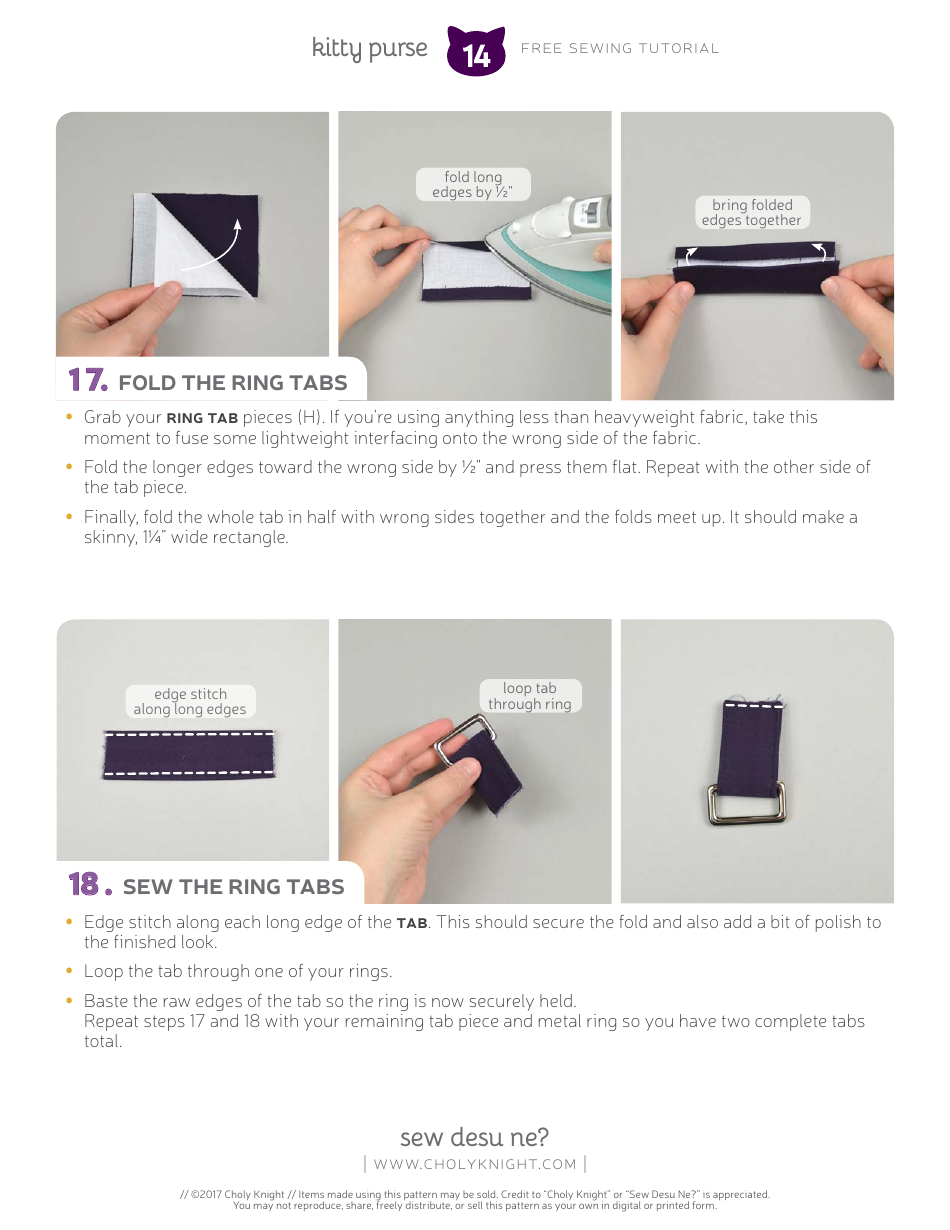 Kitty Purse Sewing Pattern Templates, Page 14