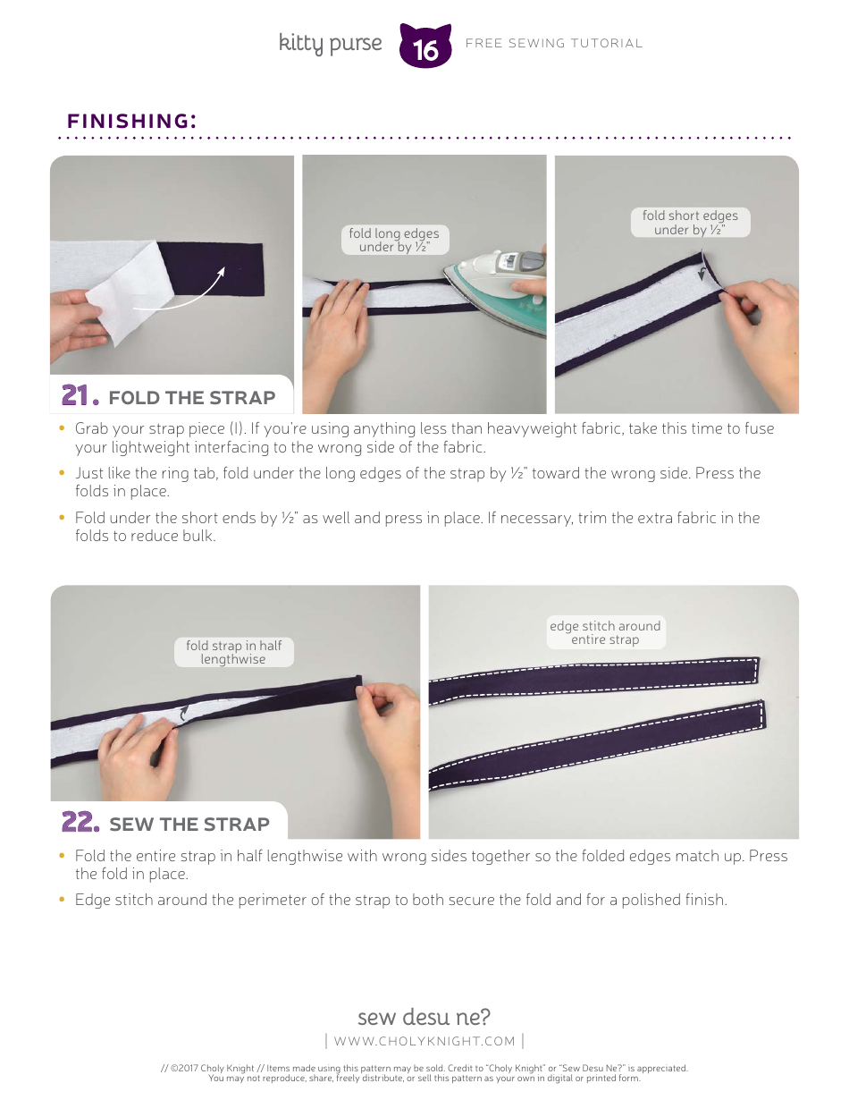 Kitty Purse Sewing Pattern Templates, Page 16