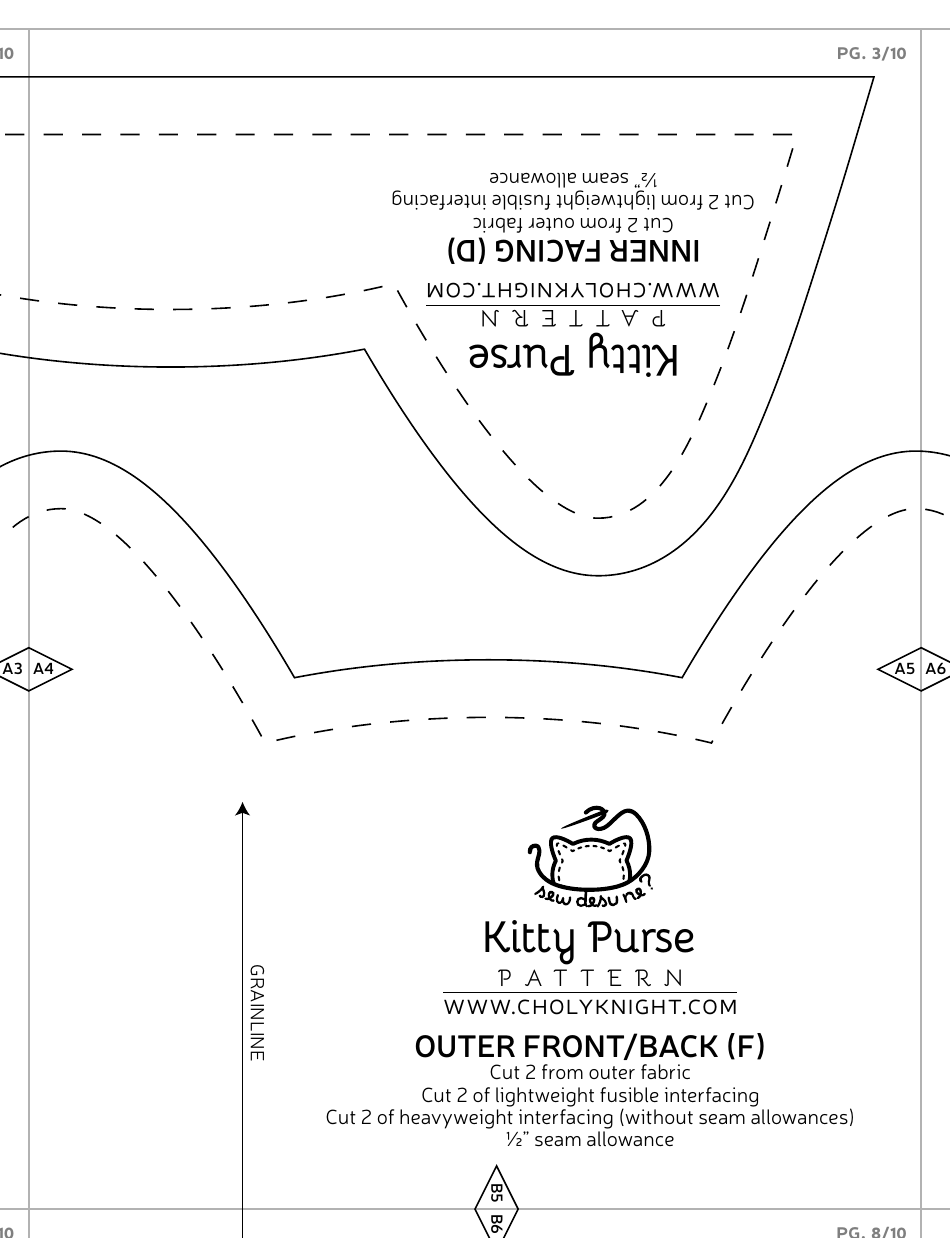 Kitty Purse Sewing Pattern Templates, Page 20