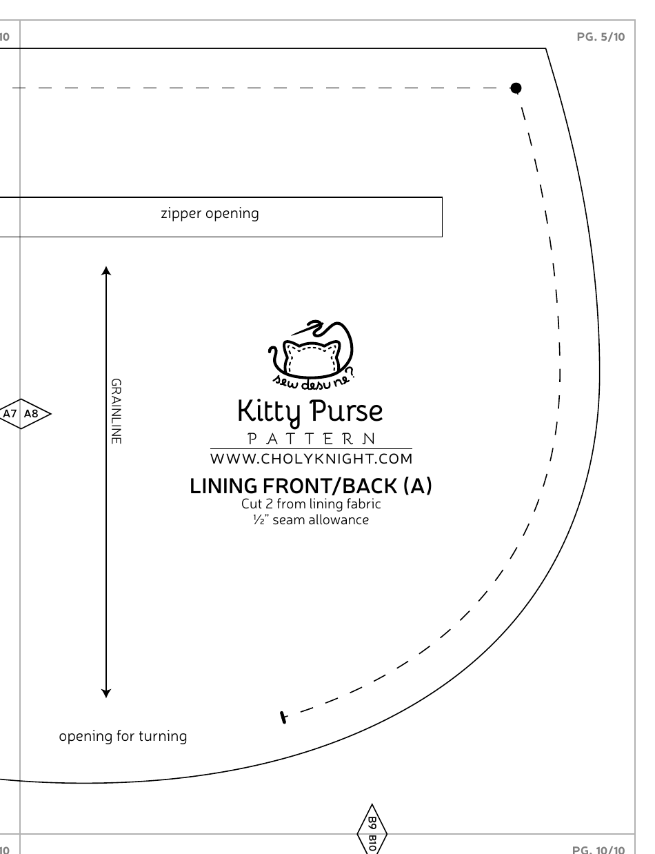 Kitty Purse Sewing Pattern Templates, Page 22