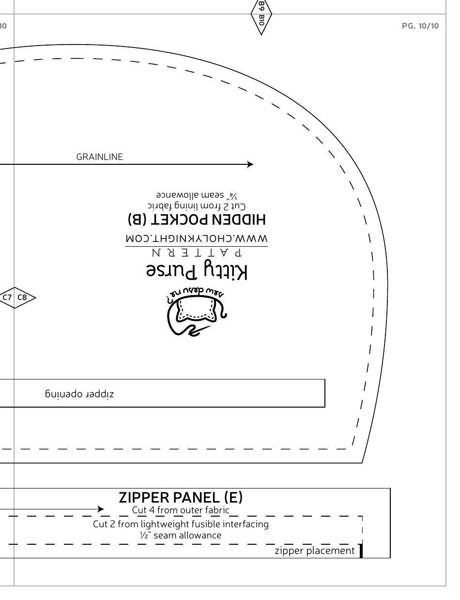 Kitty Purse Sewing Pattern Templates, Page 27
