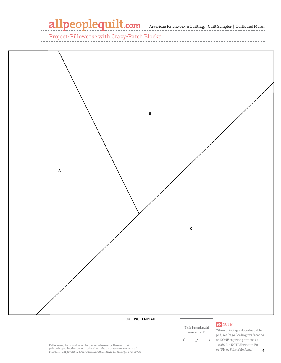 Pillowcase With Crazy-Patch Blocks Quilt Pattern Template, Page 4