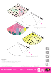Document preview: Fluroescent Floral Giraffe Party Hat Templates