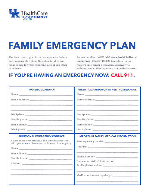 Family Emergency Plan Download Printable PDF Templateroller