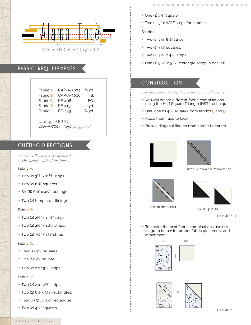 Alamo Tote Pattern Templates, Page 3