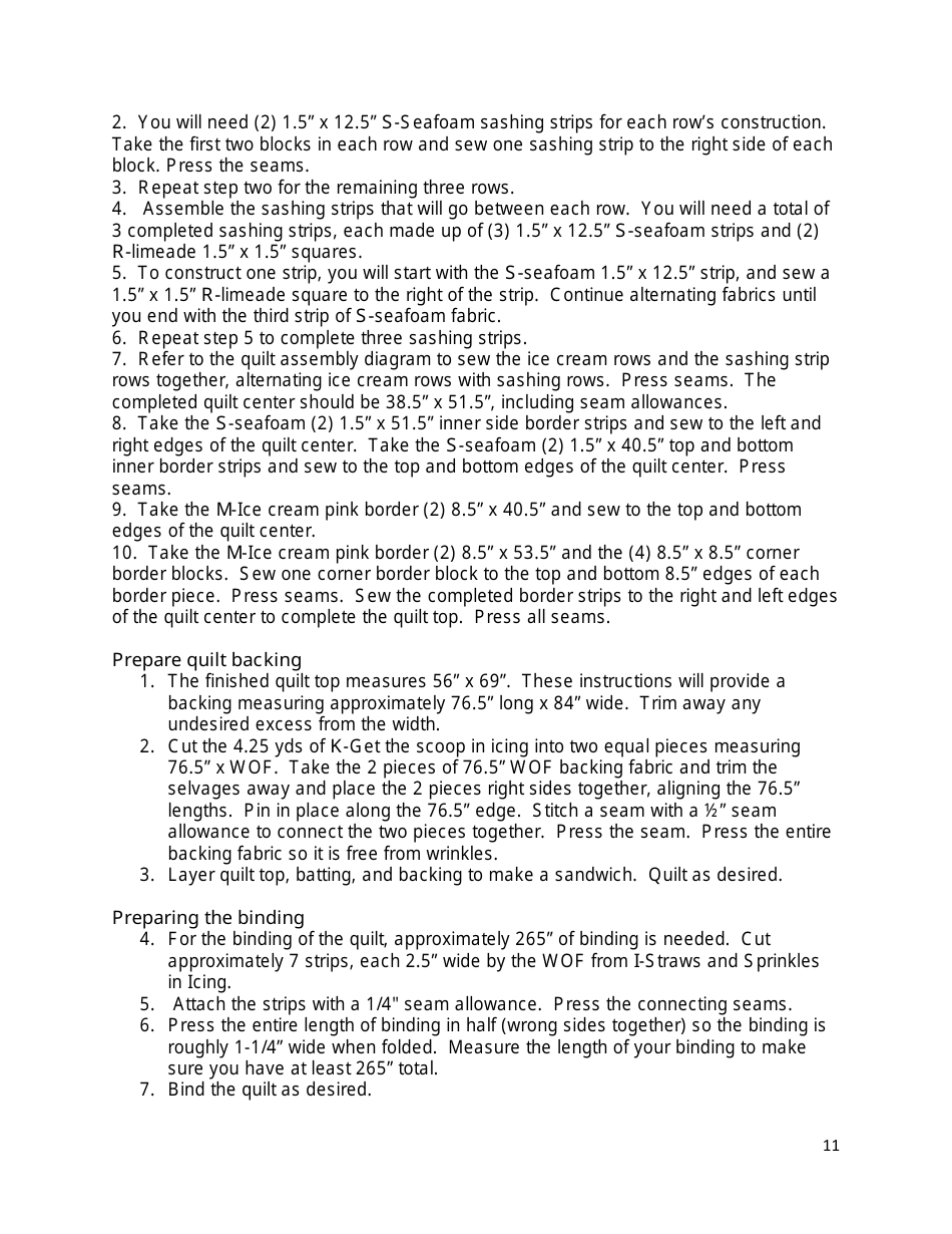 ICE Cream Quilt Pattern Templates, Page 12