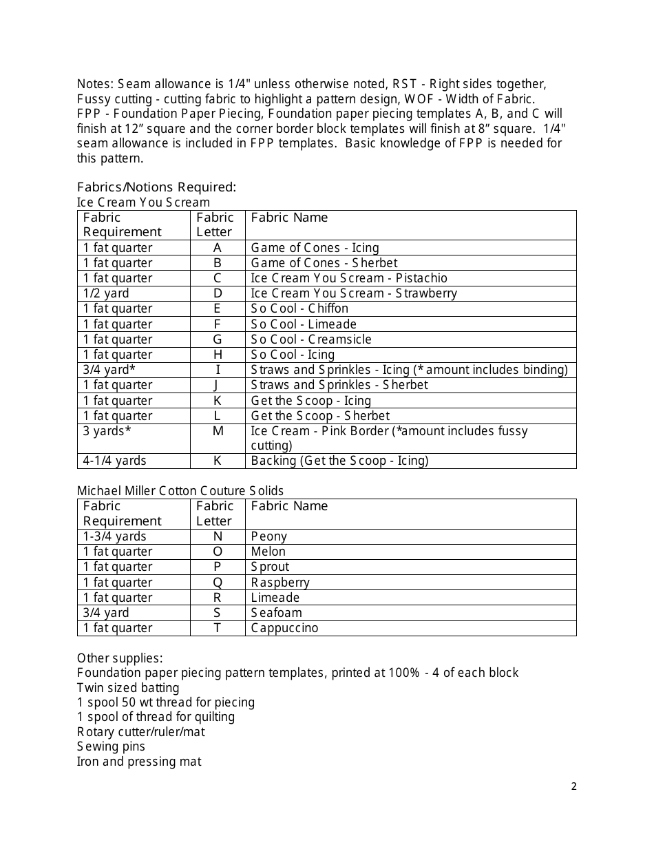 ICE Cream Quilt Pattern Templates, Page 3