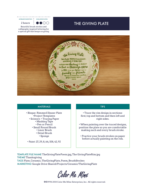 The Giving Plate Pattern Templates - Downloadable document image preview