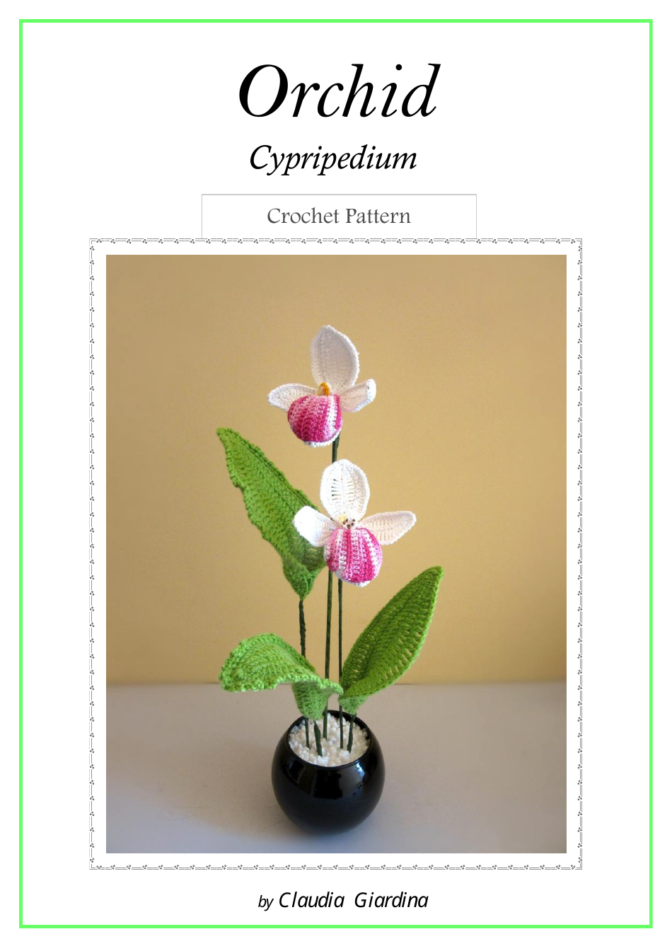 Orchid Cypripedium Crochet Pattern - Document Image
