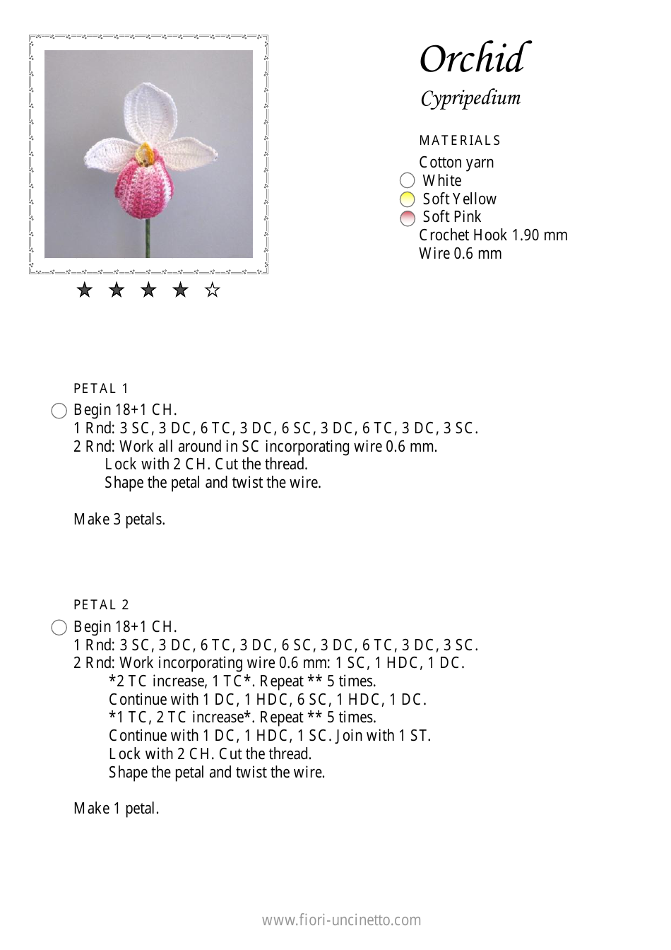 Orchid Cypripedium Crochet Pattern, Page 5