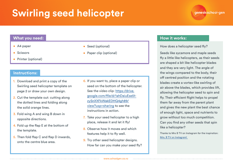 Paper Swirling Seed Helicopter Template - Free Printable and Easy-to-Use