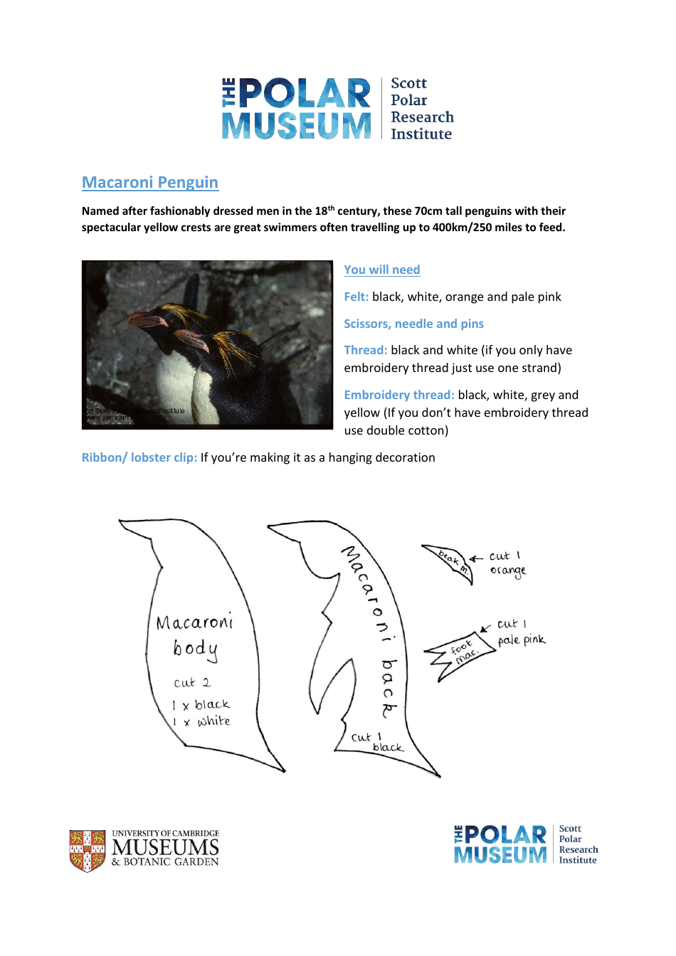 Macaroni Penguin Sewing Pattern Templates - Preview Image