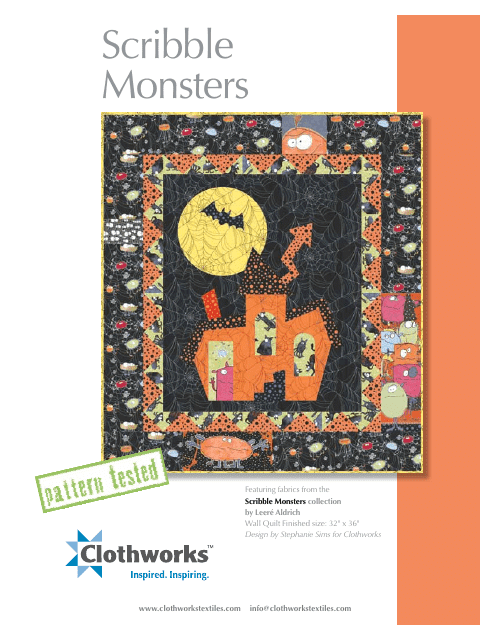 Scribble Monsters Wall Quilt Pattern Template Preview