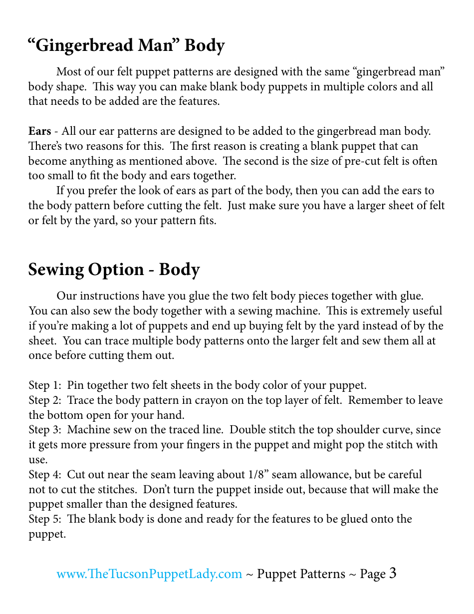 Penguin Felt Hand Puppet Template, Page 3