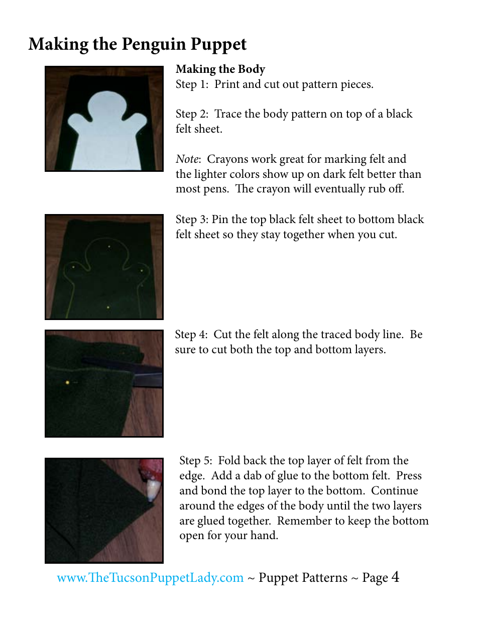 Penguin Felt Hand Puppet Template, Page 4
