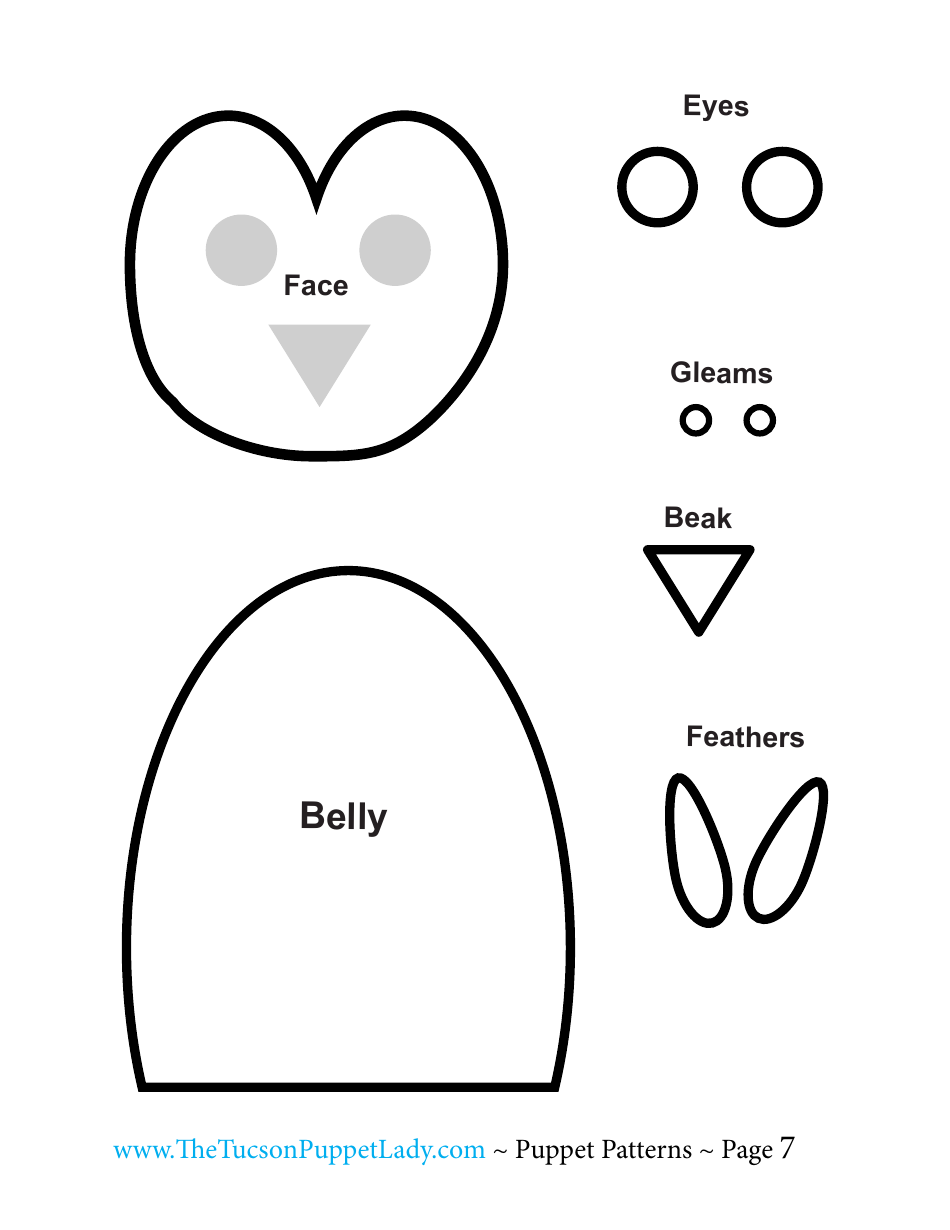 Penguin Felt Hand Puppet Template, Page 7