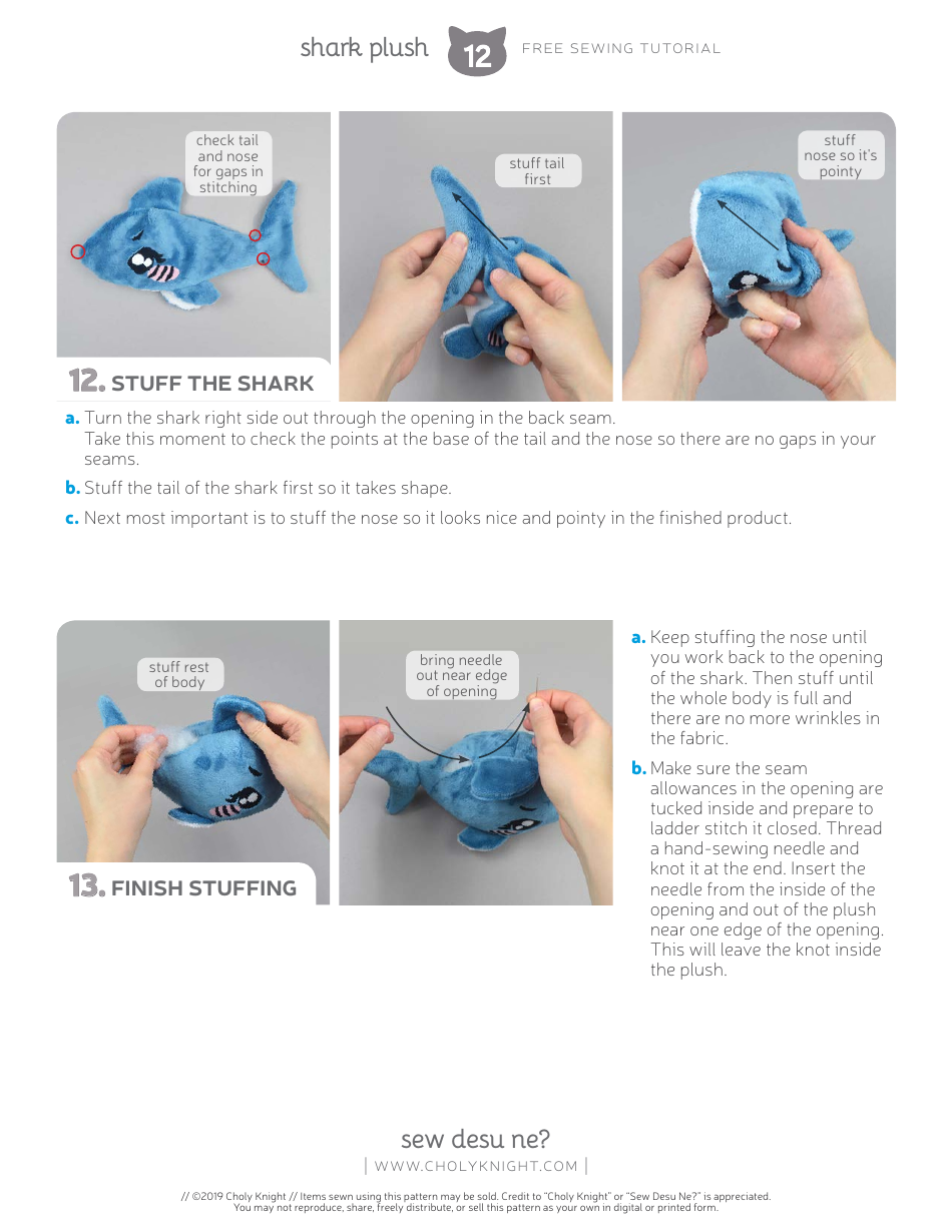 Shark Plush Sewing Patten Template, Page 12
