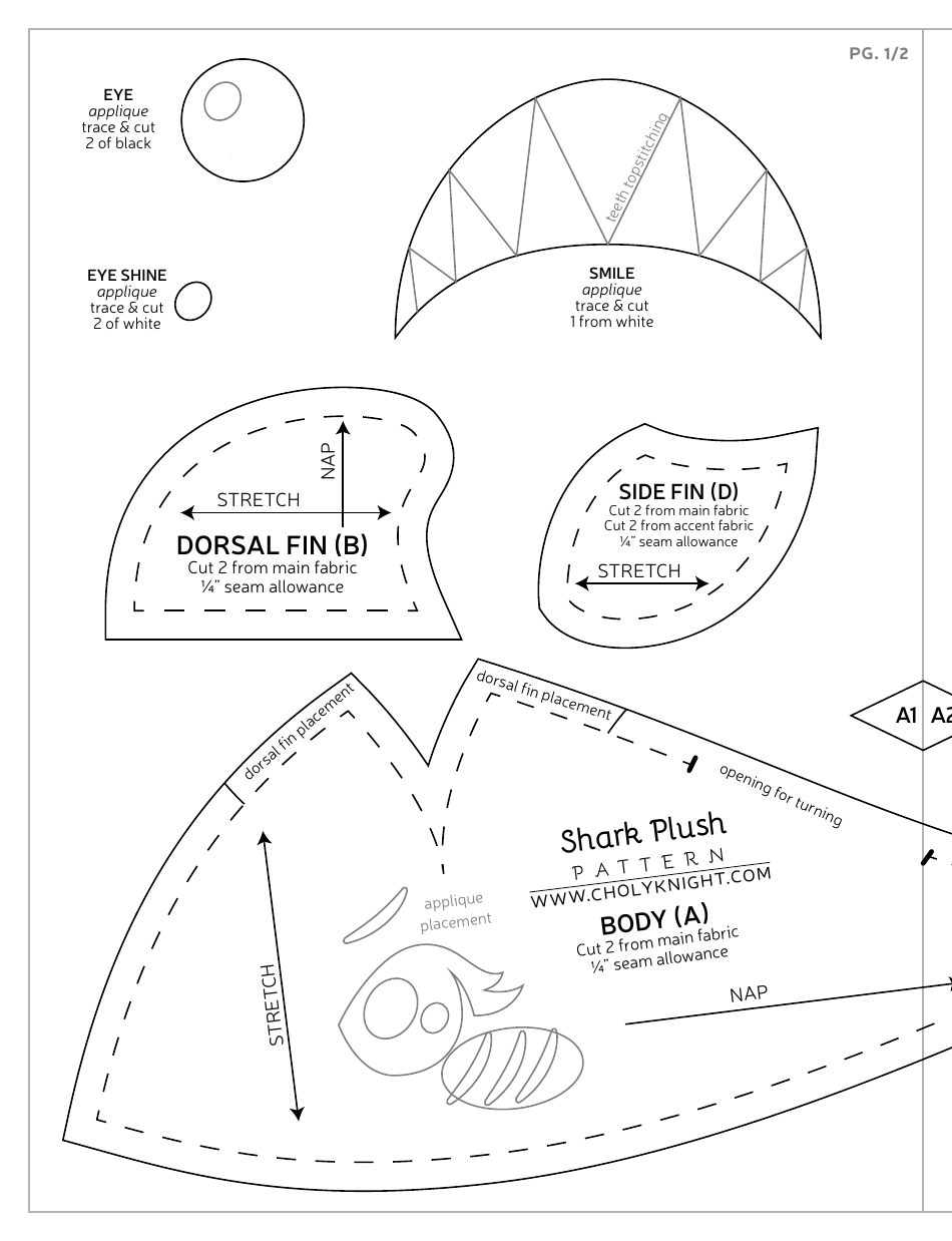 Shark Plush Sewing Patten Template, Page 14