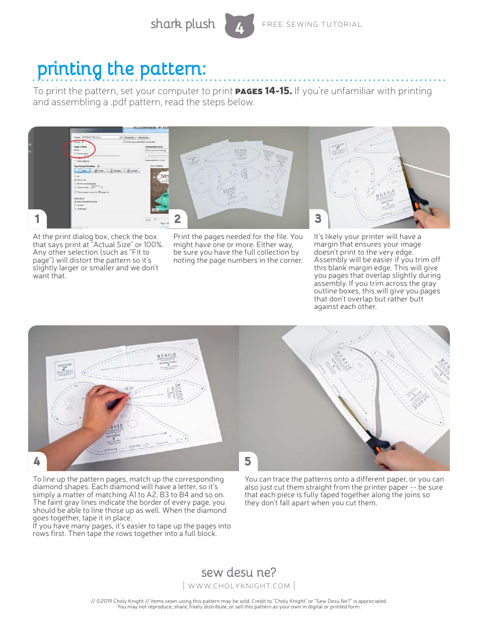 Shark Plush Sewing Patten Template, Page 4