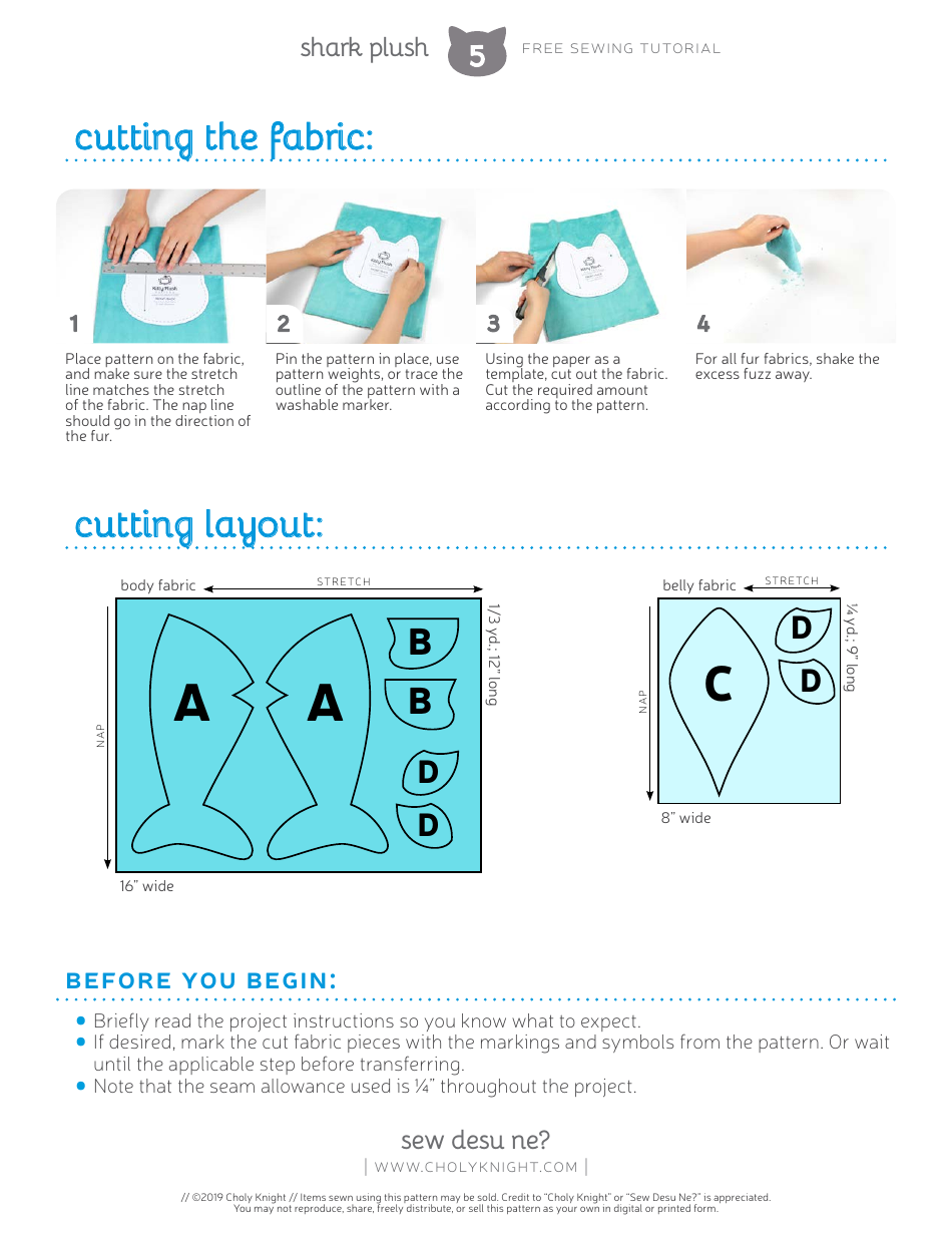 Shark Plush Sewing Patten Template, Page 5