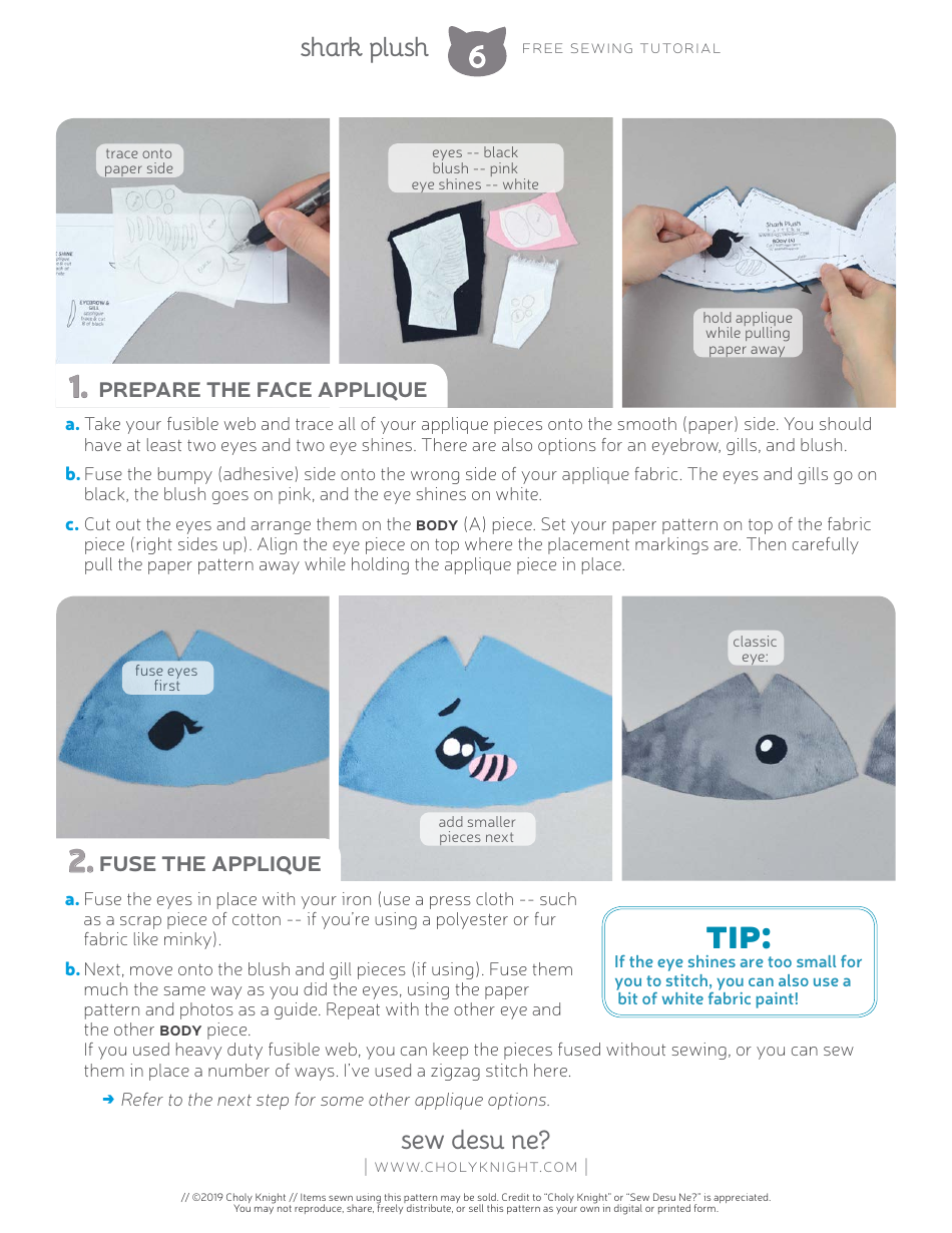 Shark Plush Sewing Patten Template, Page 6