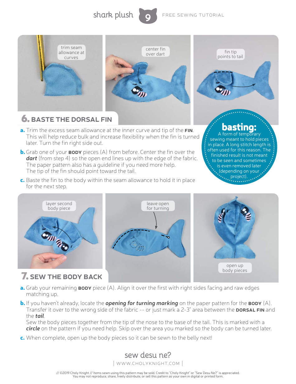 Shark Plush Sewing Patten Template, Page 9