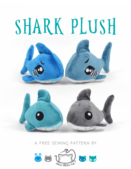 Shark Plush Sewing Pattern Template - Preview Image