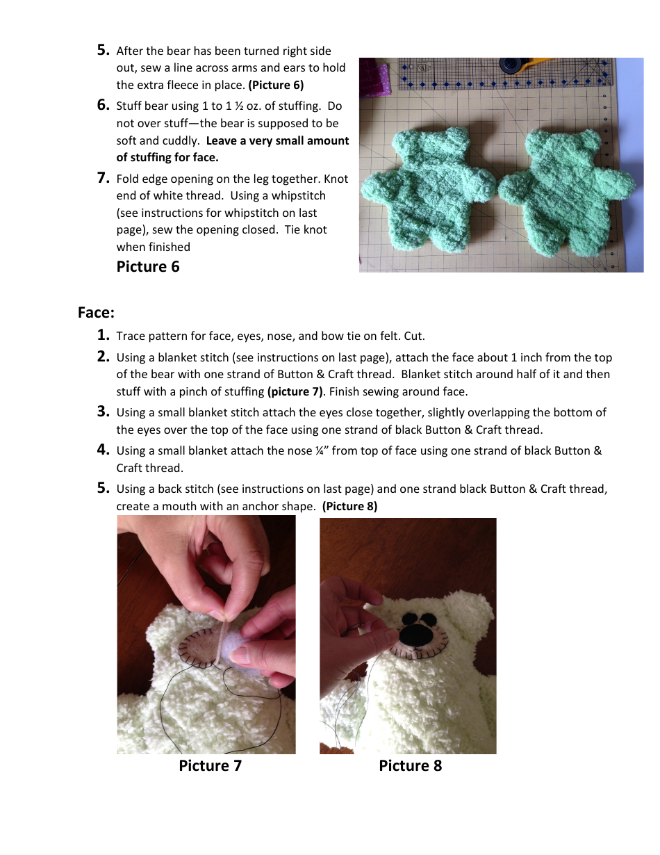 Teddy Bear Sewing Pattern Template, Page 3
