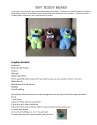 Document preview: Teddy Bear Sewing Pattern Template