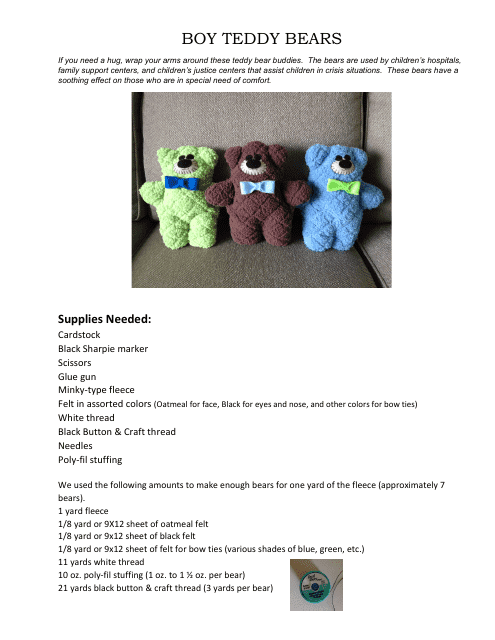 Preview of Teddy Bear Sewing Pattern Template