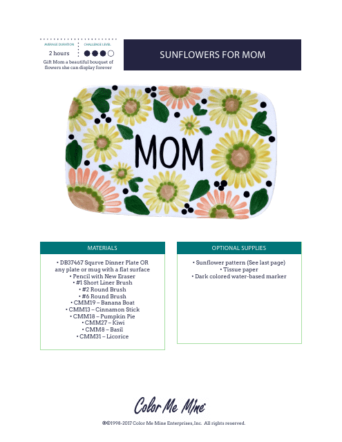 Mother's Day Sunflowers Plate Pattern Template