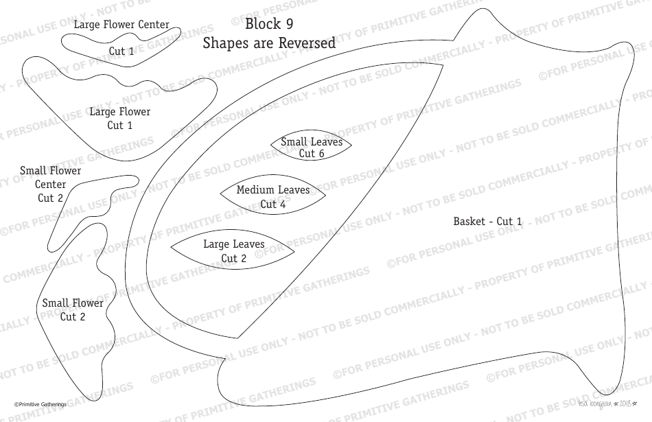 Moon Garden Applique Pattern Templates - Block 9, Page 3