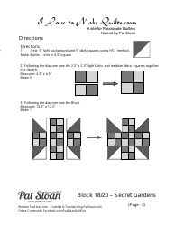 Secret Gardens Flower Bouquet Quilt Pattern - Block 18/20, Page 2