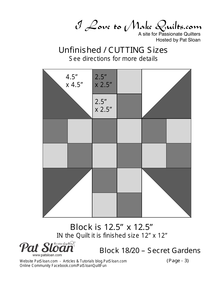 Secret Gardens Flower Bouquet Quilt Pattern - Block 18 / 20, Page 3