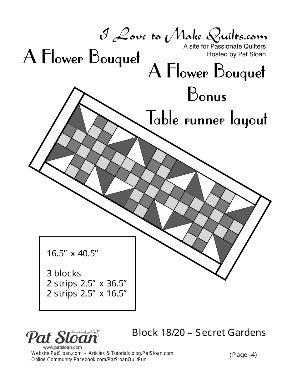 Secret Gardens Flower Bouquet Quilt Pattern - Block 18 / 20, Page 4