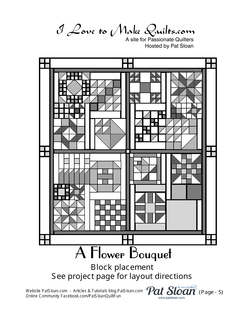 Secret Gardens Flower Bouquet Quilt Pattern - Block 18 / 20, Page 5
