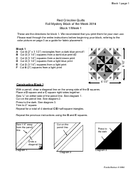 Document preview: Fall Mystery Quilt Block Pattern