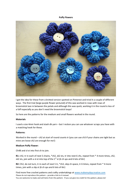 Puffy Flower Knitting Pattern Preview