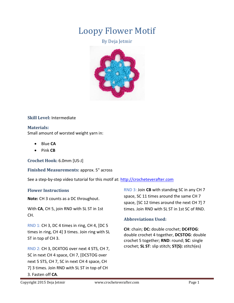 Loopy Flower Motif Crochet Pattern - Free Download and Tutorial