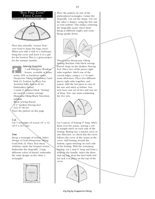 Food Cover Sewing Pattern Template