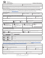 Document preview: Form HR3037 Shelter Information - British Columbia, Canada