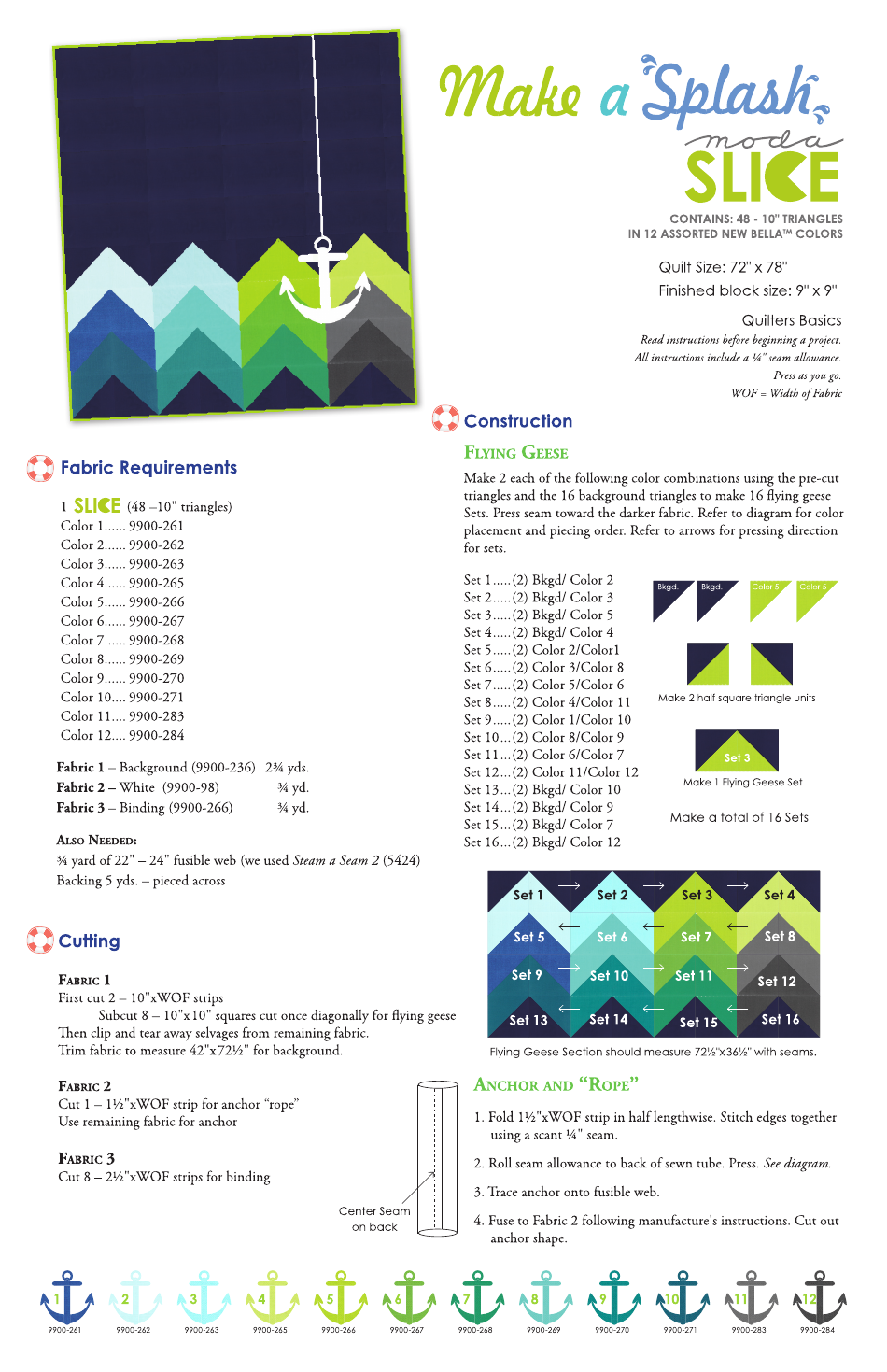 Make a Splash Quilt Pattern, Page 1