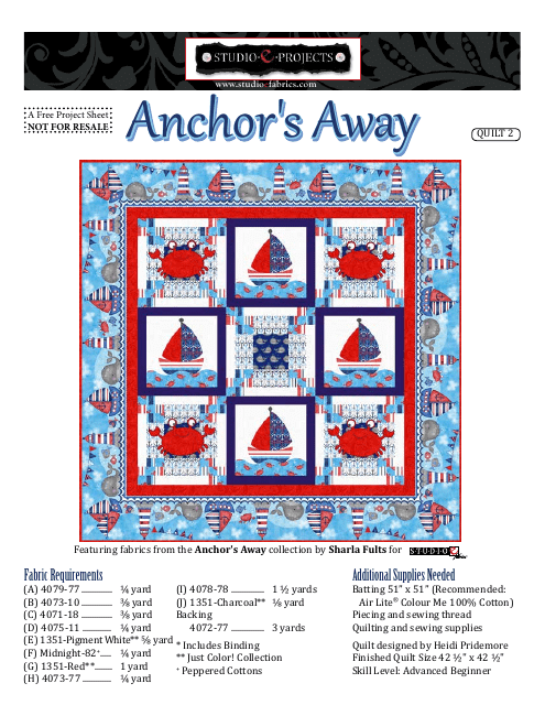 Anchor's Away Quilt Block Pattern Templates