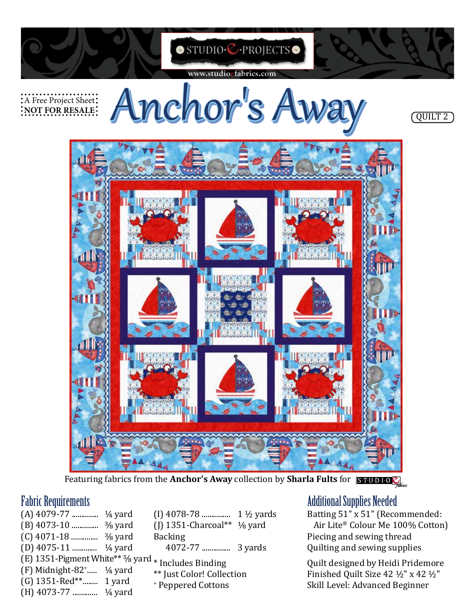 Anchor's Away Quilt Block Pattern Templates
