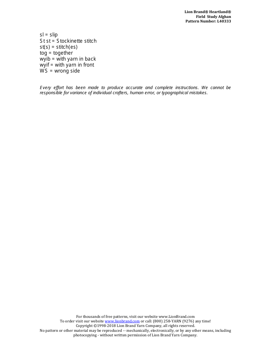 Field Study Afghan Knitting Pattern, Page 10