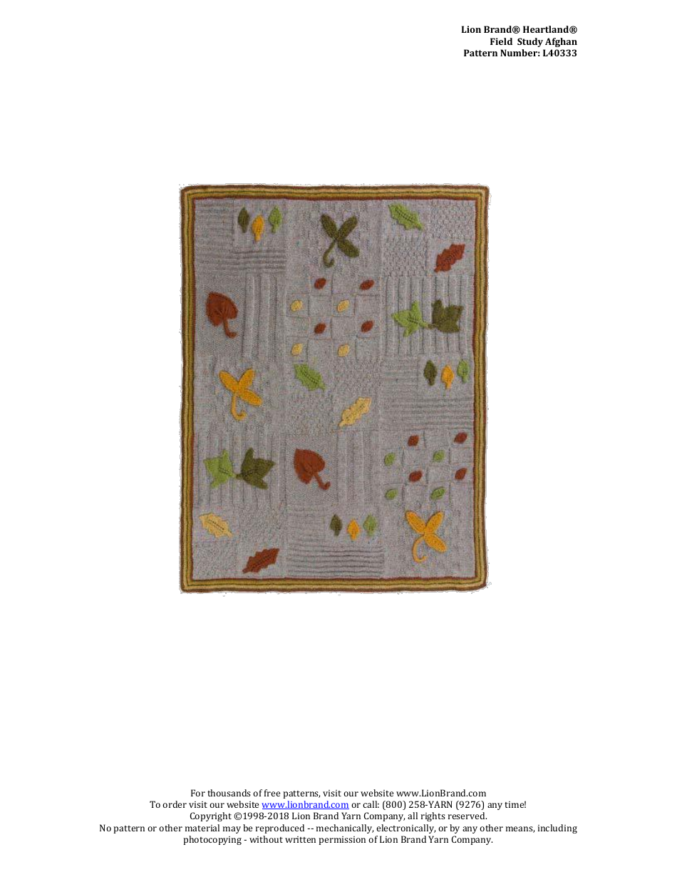 Field Study Afghan Knitting Pattern, Page 11