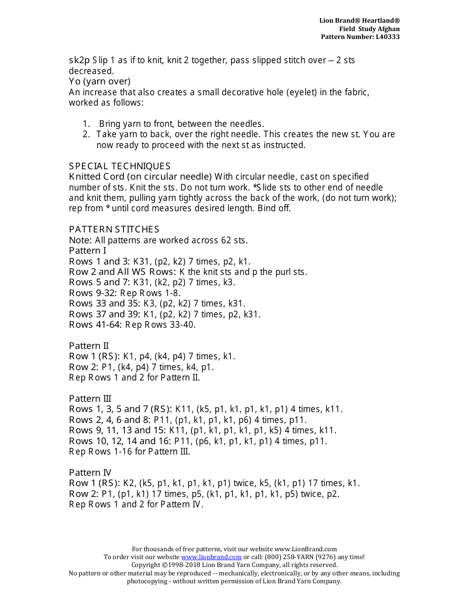 Field Study Afghan Knitting Pattern, Page 3
