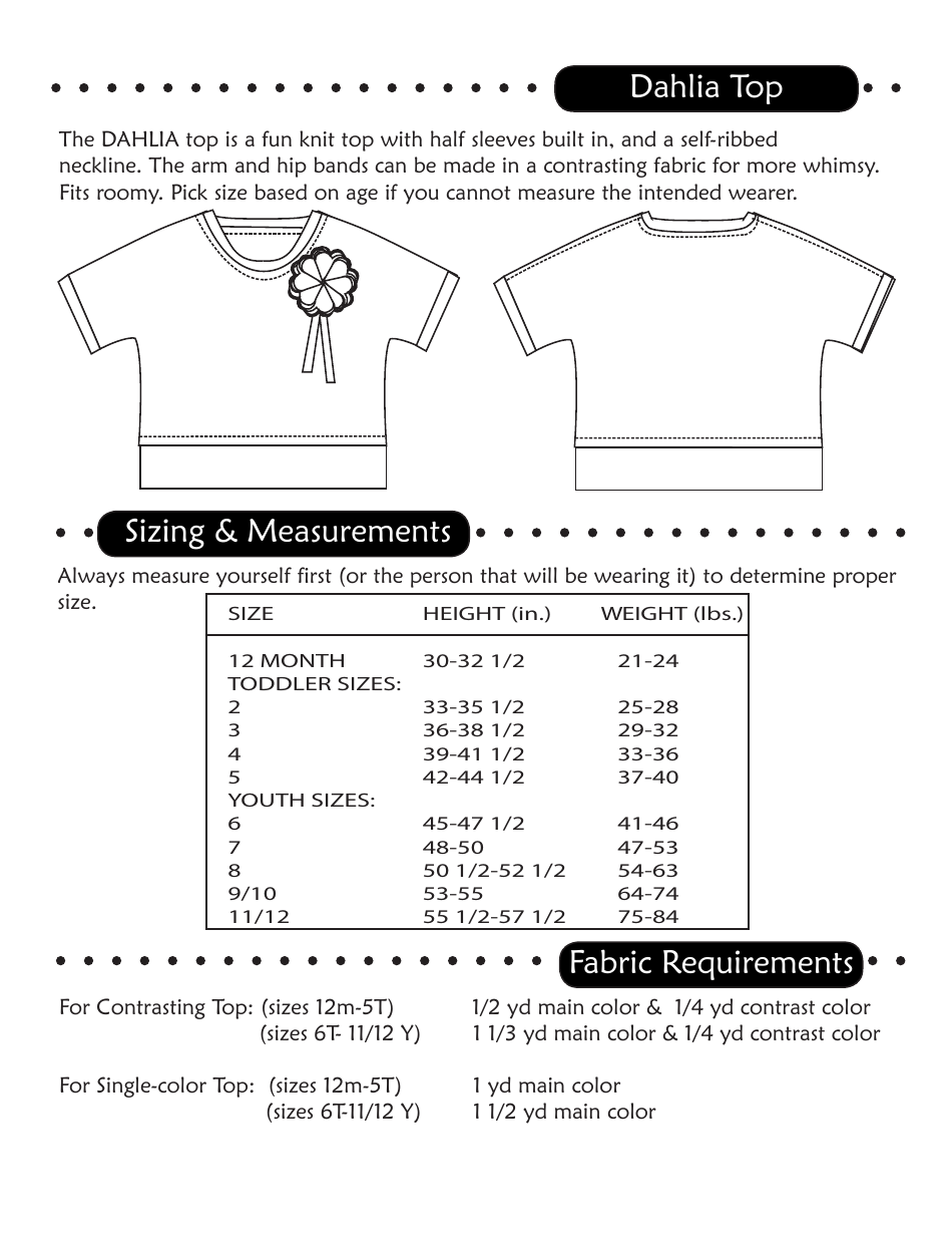 Dahlia Top Sewing Pattern Templates, Page 2