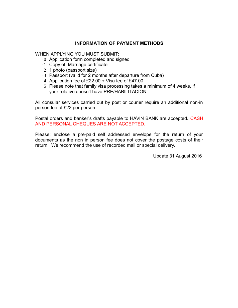 Application Form for Cuba Family Visa - the Cuban Consulate - Greater London, United Kingdom, Page 2